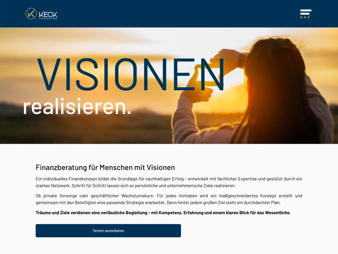 Komplette Startseite von KECK Finanzberatung