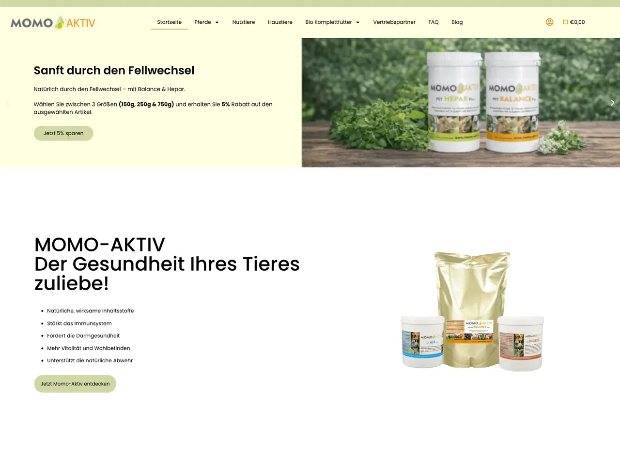 Komplette Startseite von Momo-Aktiv