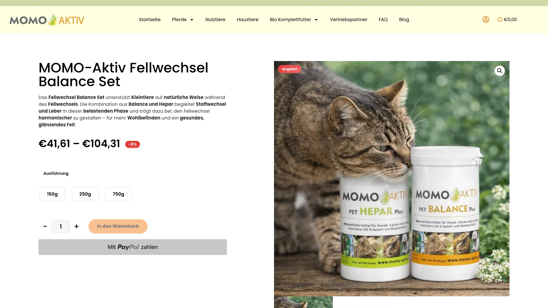 Produktseite im Onlineshop momo-aktiv.at