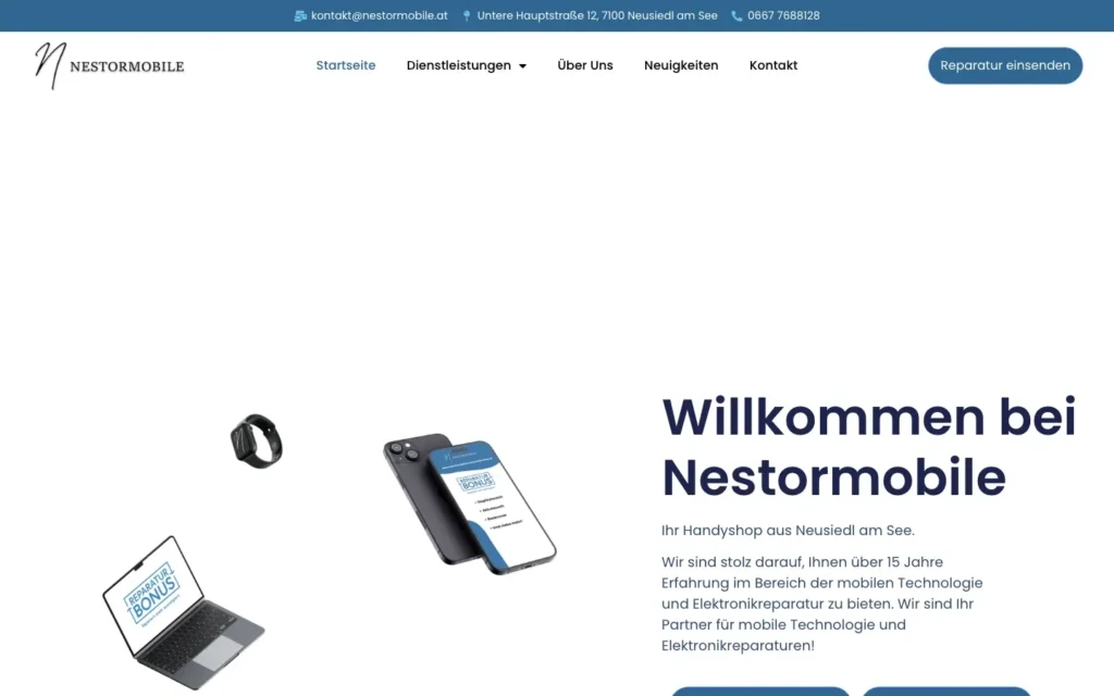 Website von Nestormobile, Handyreparatur in Neusiedl am See